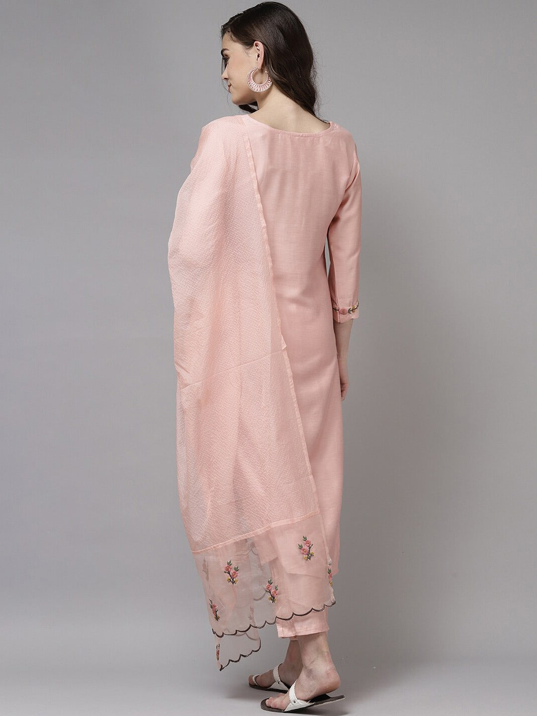 Women's Pink Embroidery Cotton Kurta Set Collection - Dwija Fashion