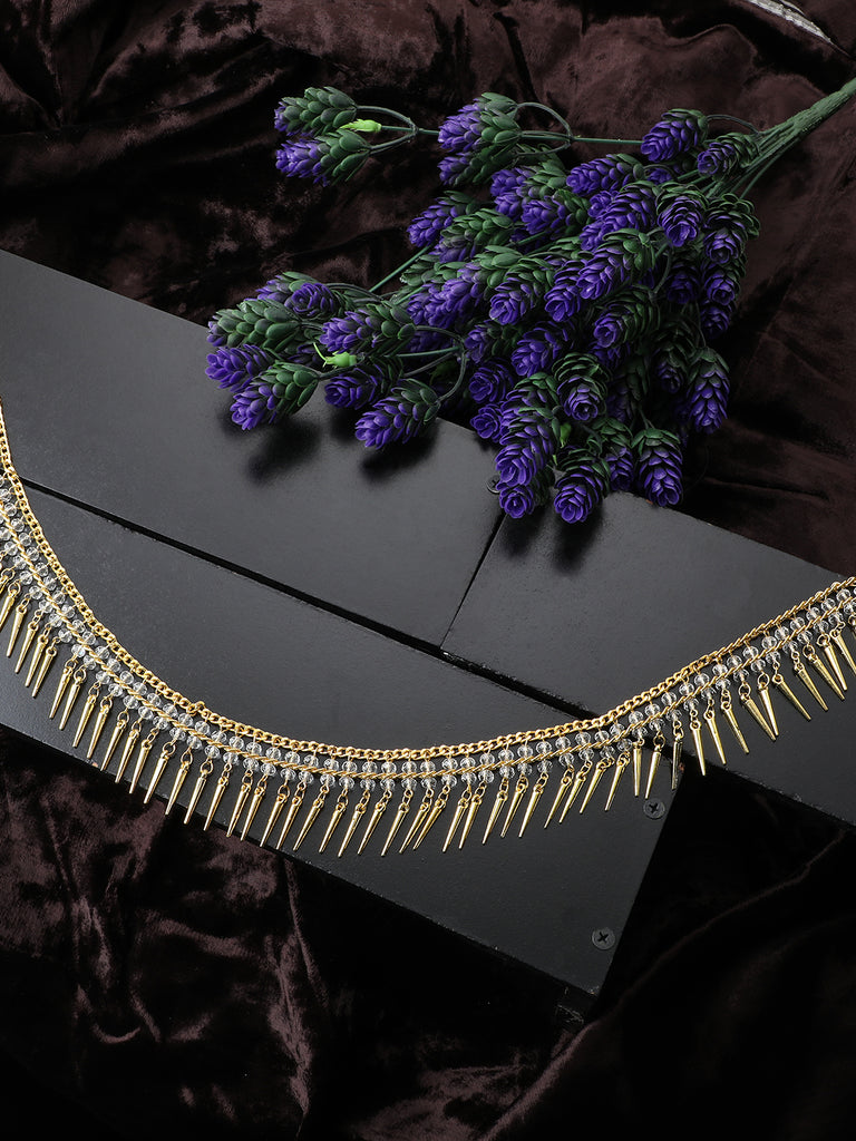 Women's 24K Gold-Plated White Beaded Studded Hand Crafted Traditional Kamarbandh