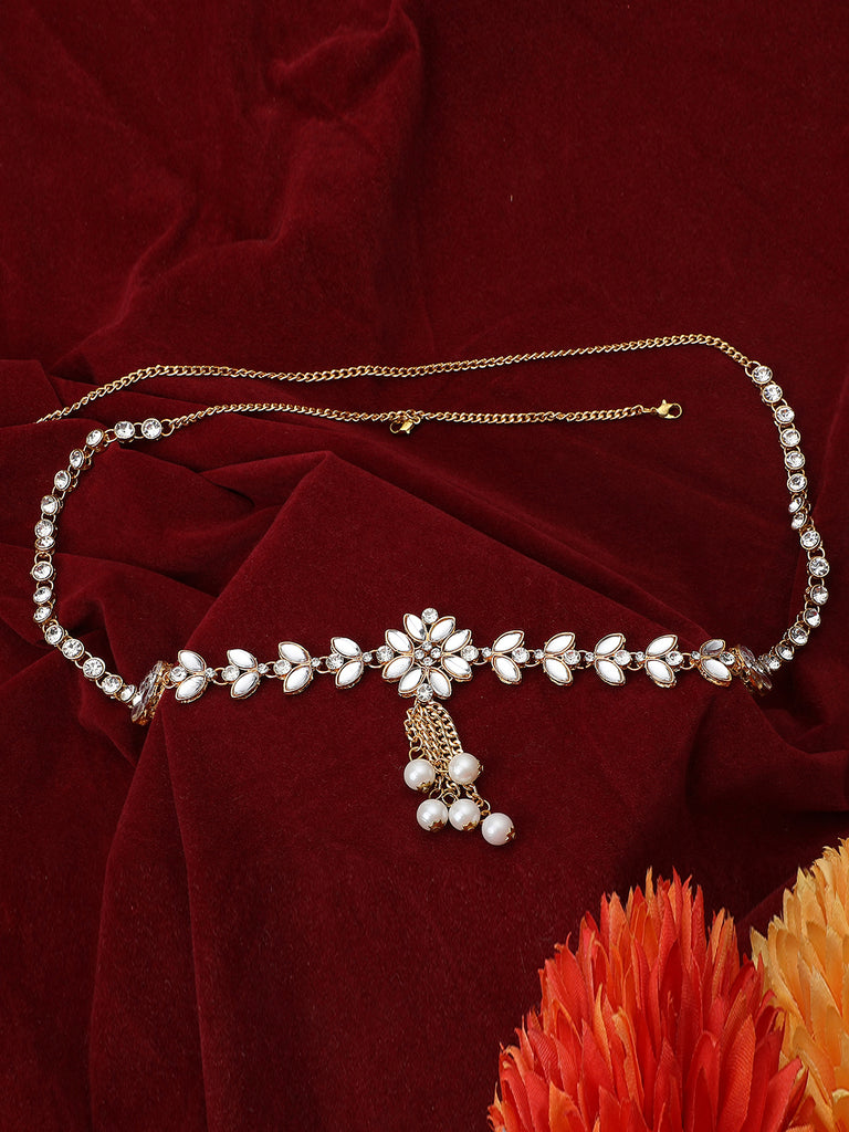 Women's Gold-Plated Kundan Studded & Beaded Traditional Kamarbandh