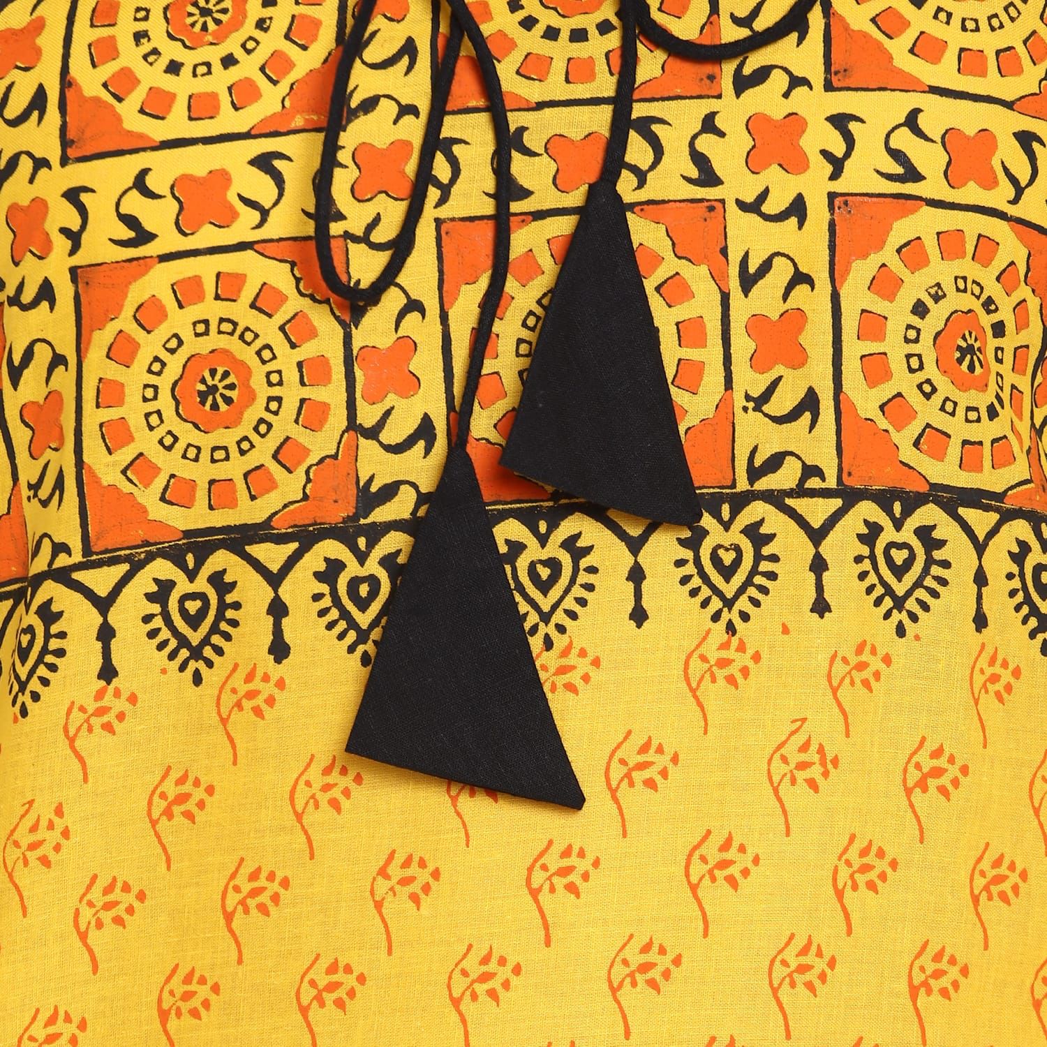 Women's Mustard Printed Straight Kurta - Wahe-Noor