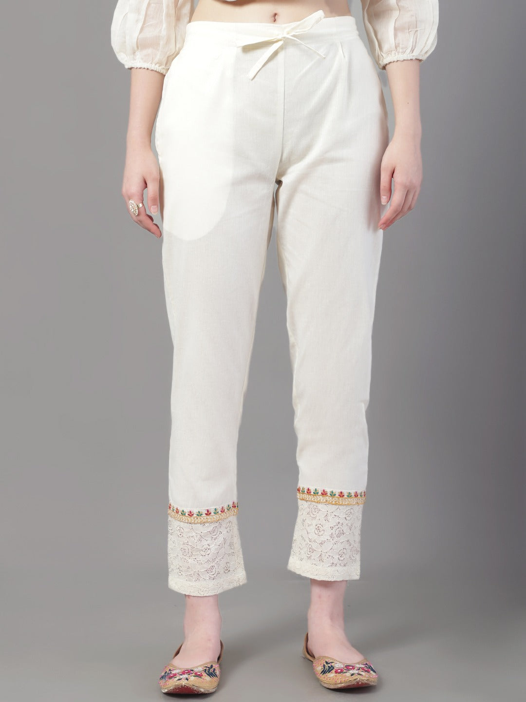 Women's Ethnic Motifs Yoke Design Thread Work Pure Cotton Kurta With Trousers & Dupatta - Noz2Toz