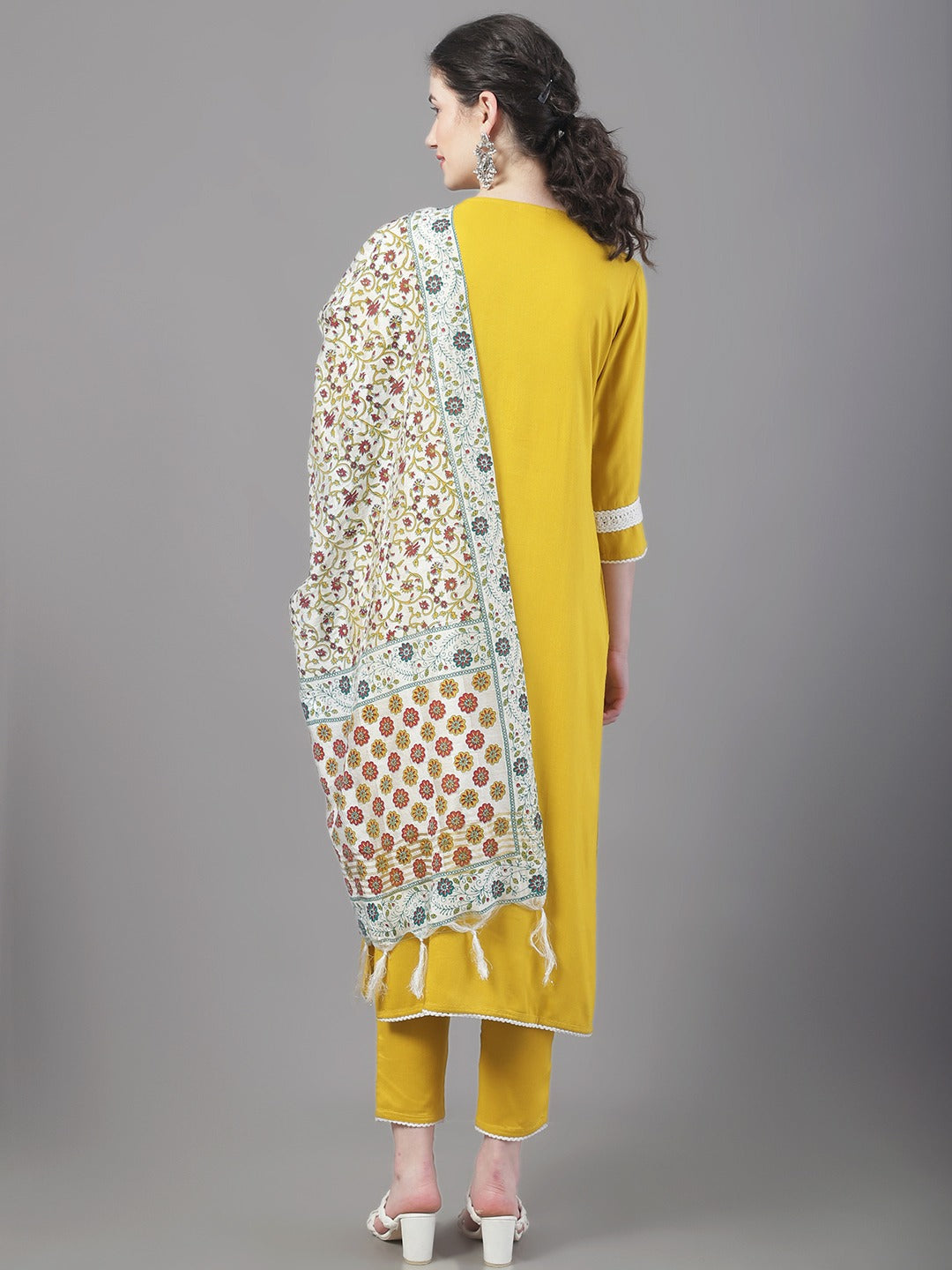 Women's Panelled Kurta With Trousers & With Dupatta - Noz2Toz