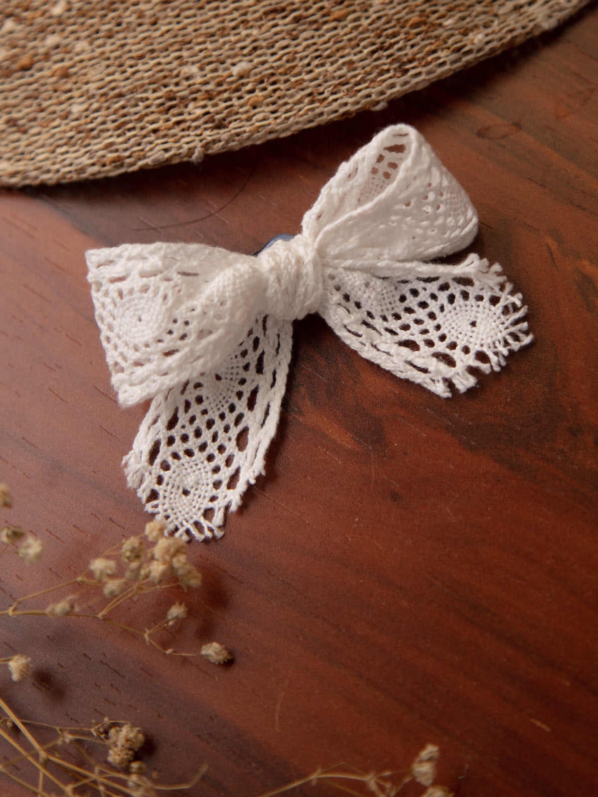 Girl's White Birthday Baby Infant Girl Toddler Handmade Cotton Crochette Bows Hair Clip pack of 3 - HALEMONS