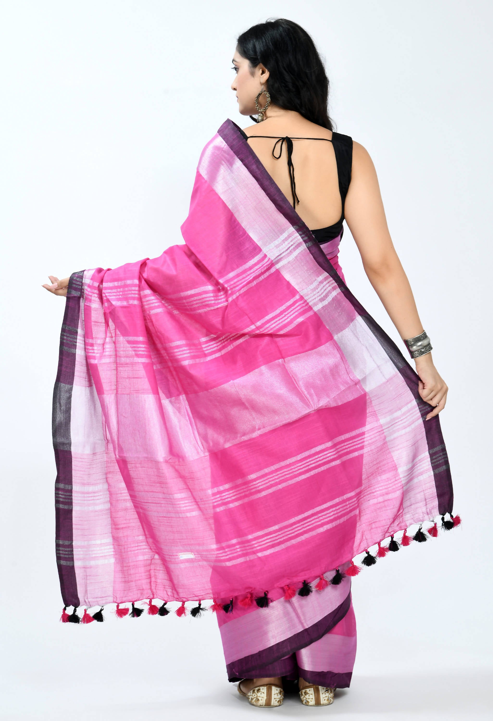 Women's Bhagalpuri Handloom Cotton Pink Color Saree Mfsaree_025 - Moeza