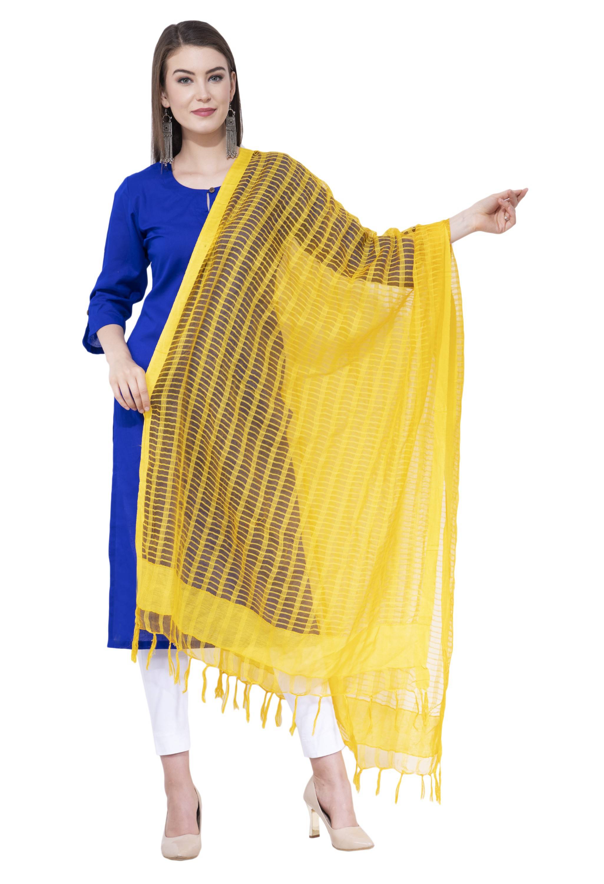 A R SILK Yellow Color Regular Cota cotton Dupattas and Chunnis