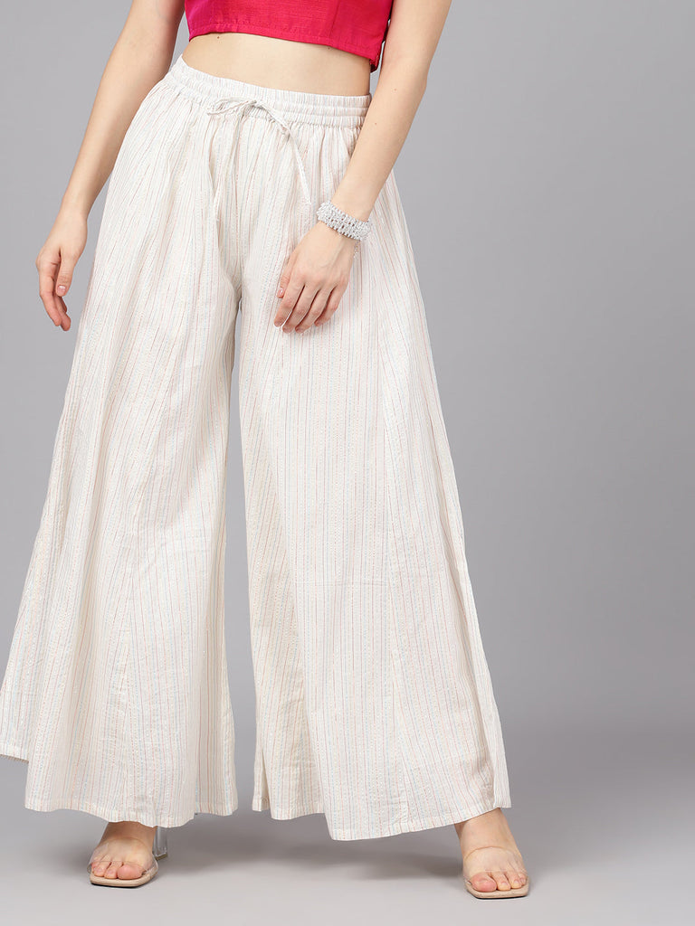 Women's Multicolor Lurex Flared Palazzo - USA Ready-To-Ship