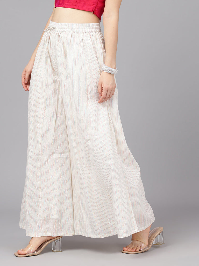 Women's Multicolor Lurex Flared Palazzo - USA Ready-To-Ship