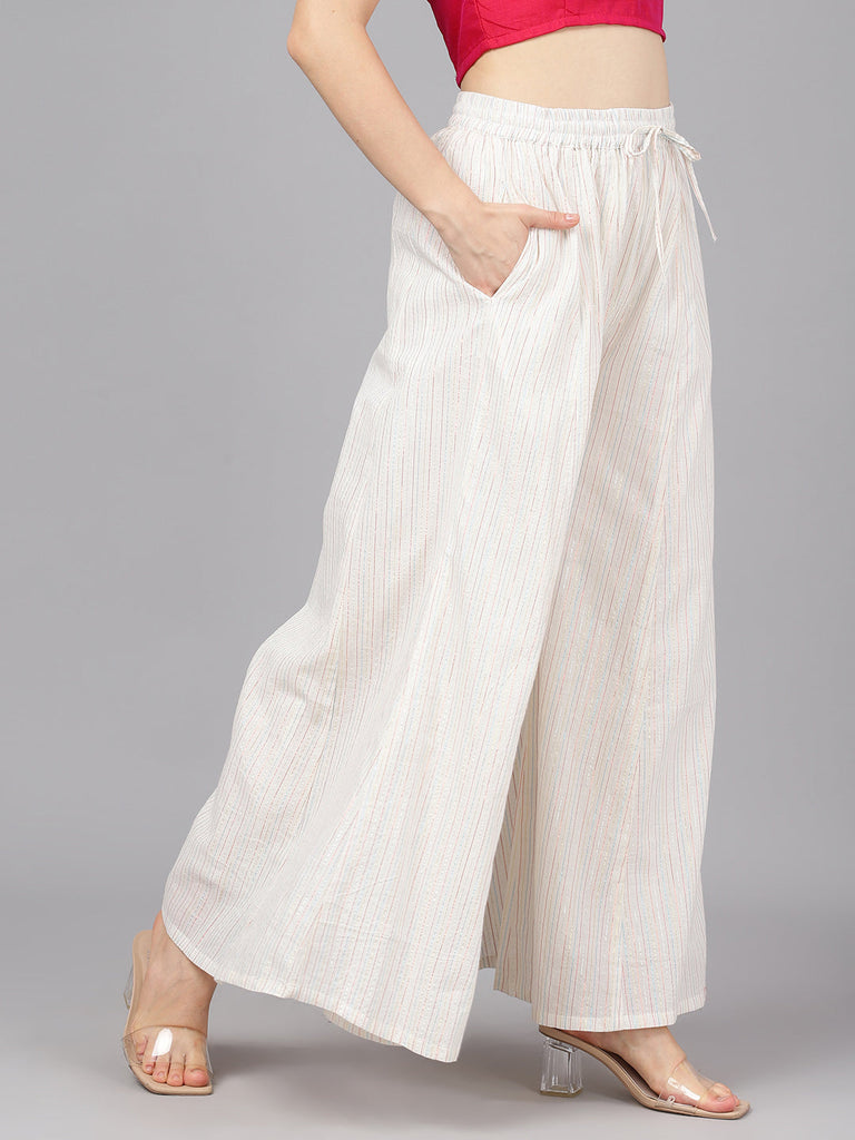 Women's Multicolor Lurex Flared Palazzo - USA Ready-To-Ship