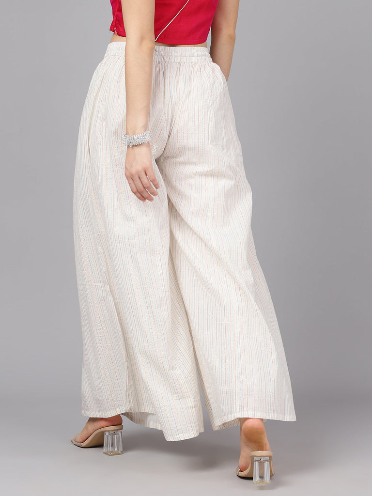 Women's Multicolor Lurex Flared Palazzo - USA Ready-To-Ship