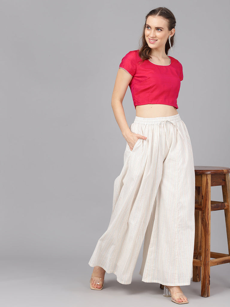 Women's Multicolor Lurex Flared Palazzo - USA Ready-To-Ship