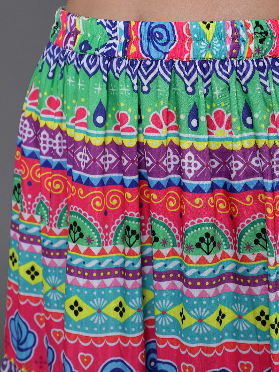 Women's Multi Printed Flared Skirt - Aks