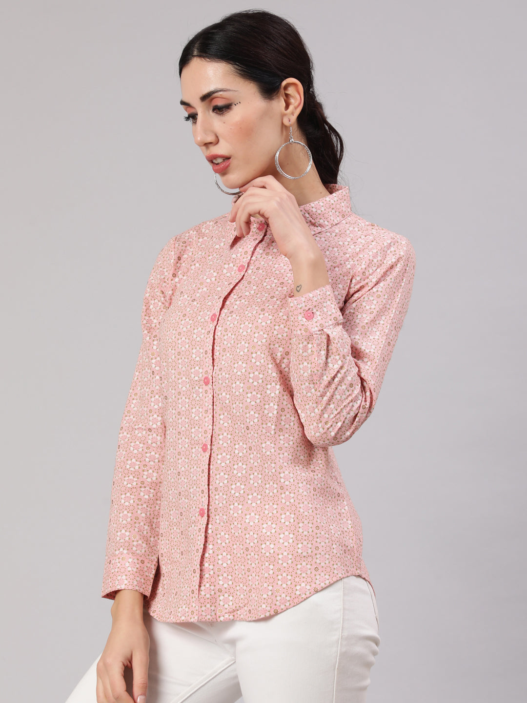 Women's Pink Printed Shirt - Aks