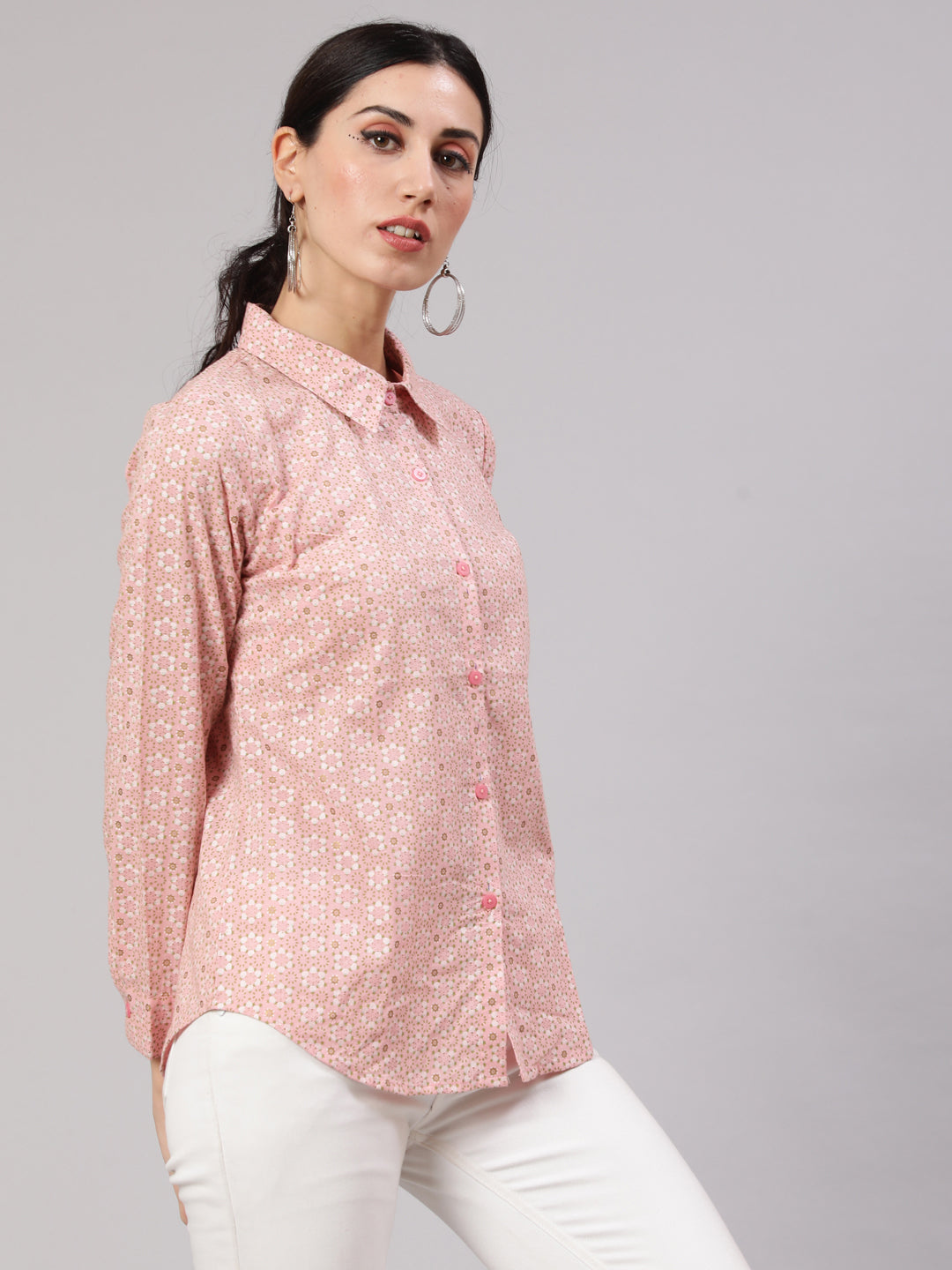 Women's Pink Printed Shirt - Aks