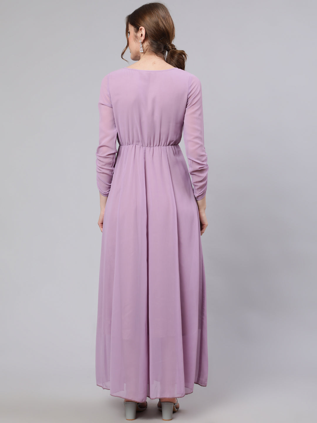 Women's Lavender Flared Maxi Dress - Aks