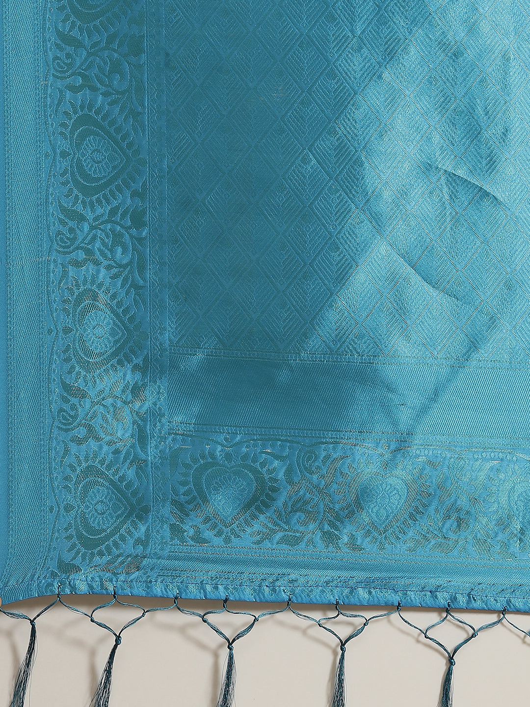 Women's Blue Gold Zari Work Banarasi Jacquard Saree With Blouse Piece - Aks