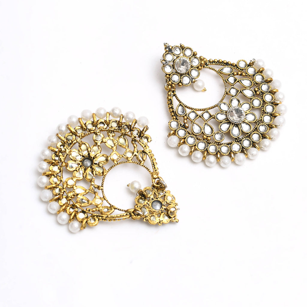 Johar Kamal Gold-Plated Kundan & Pearls Ear