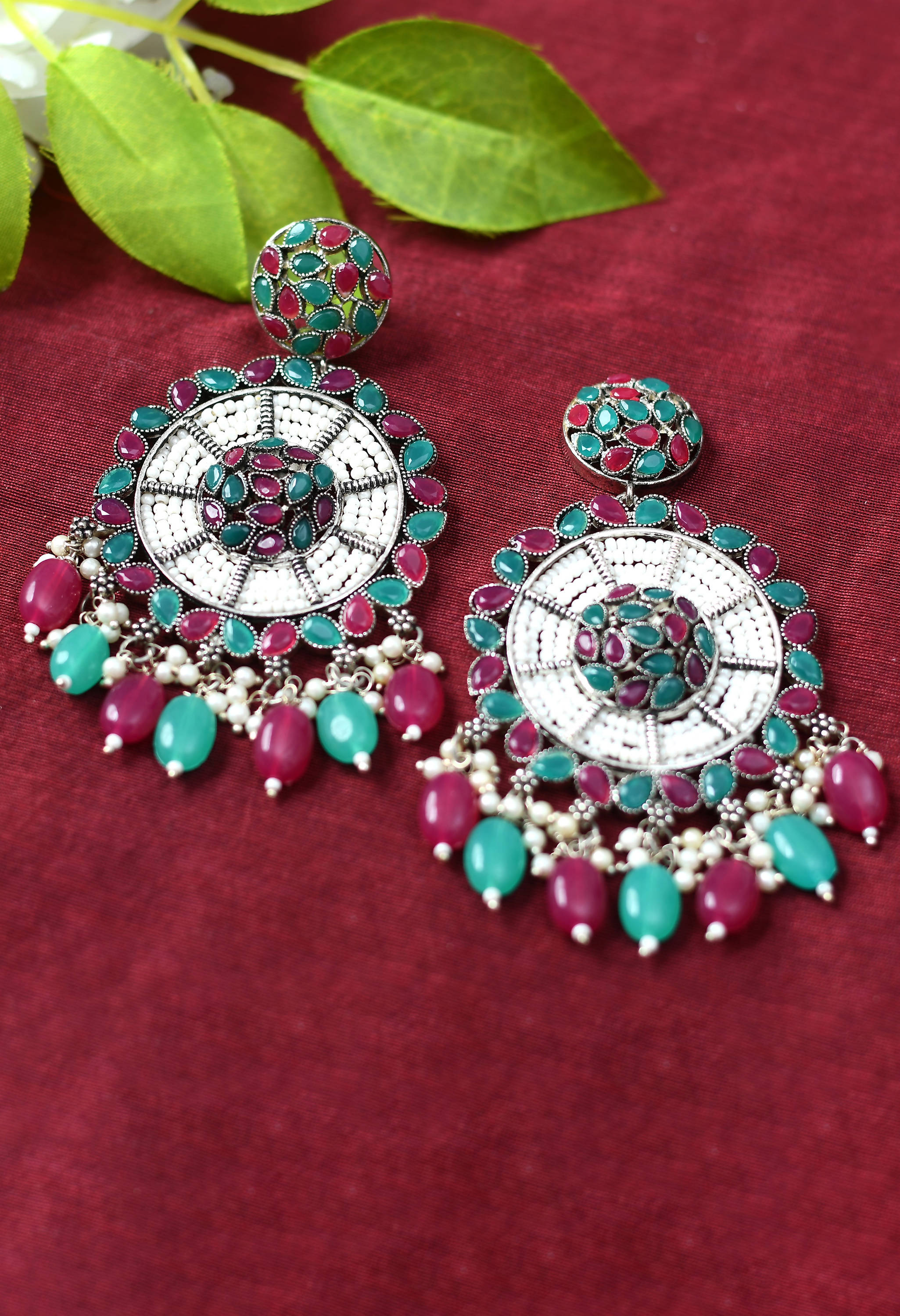 Johar Kamal Traditional Kundan & Pearls Earrings Jker_065