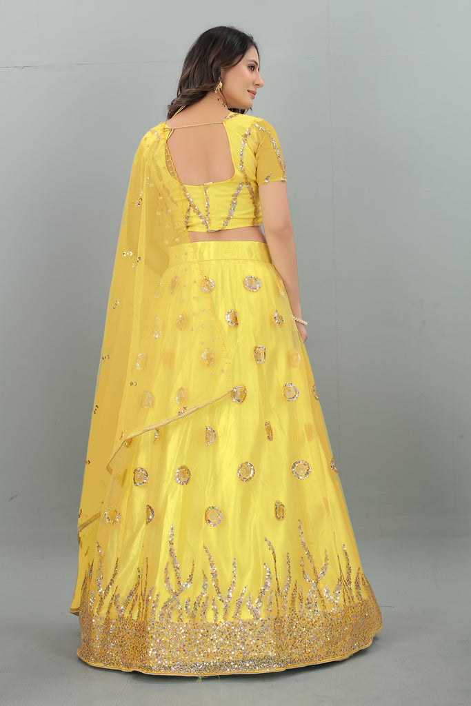 Women's New Fashion Sequine Embroidered work Designer Party Wear Lehenga Choli With Dupatta Semi Stitched.