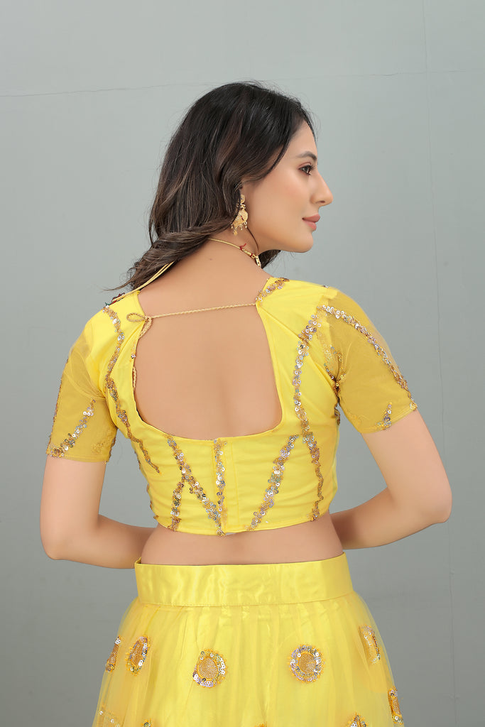 Women's New Fashion Sequine Embroidered work Designer Party Wear Lehenga Choli With Dupatta Semi Stitched.