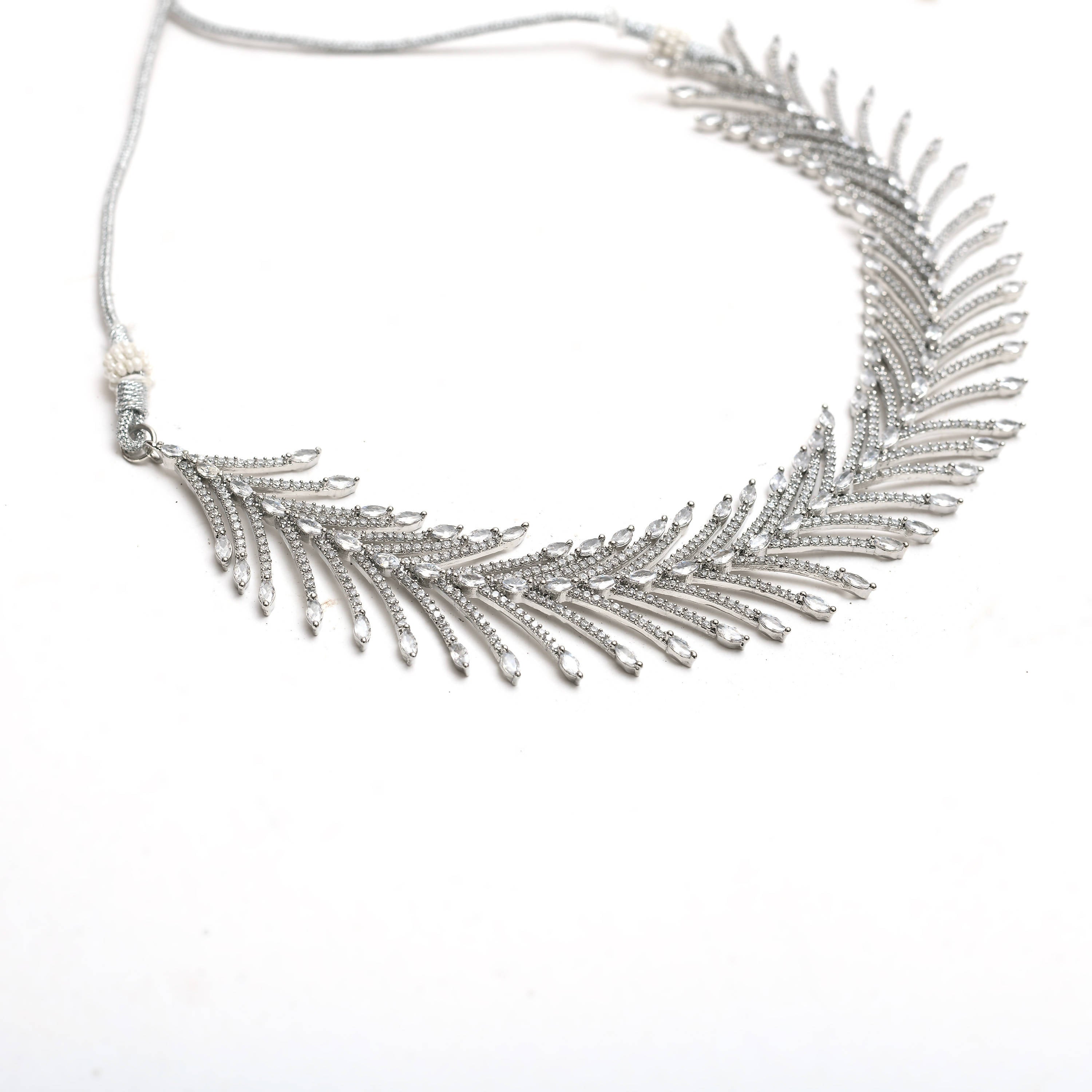 Kamal Johar Silver-Plated American Diamond Jewellery Set Jkms_055