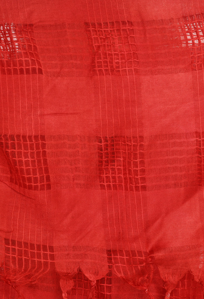 Women's Red Colour Window Design Cotton Dupatta Mfd0014