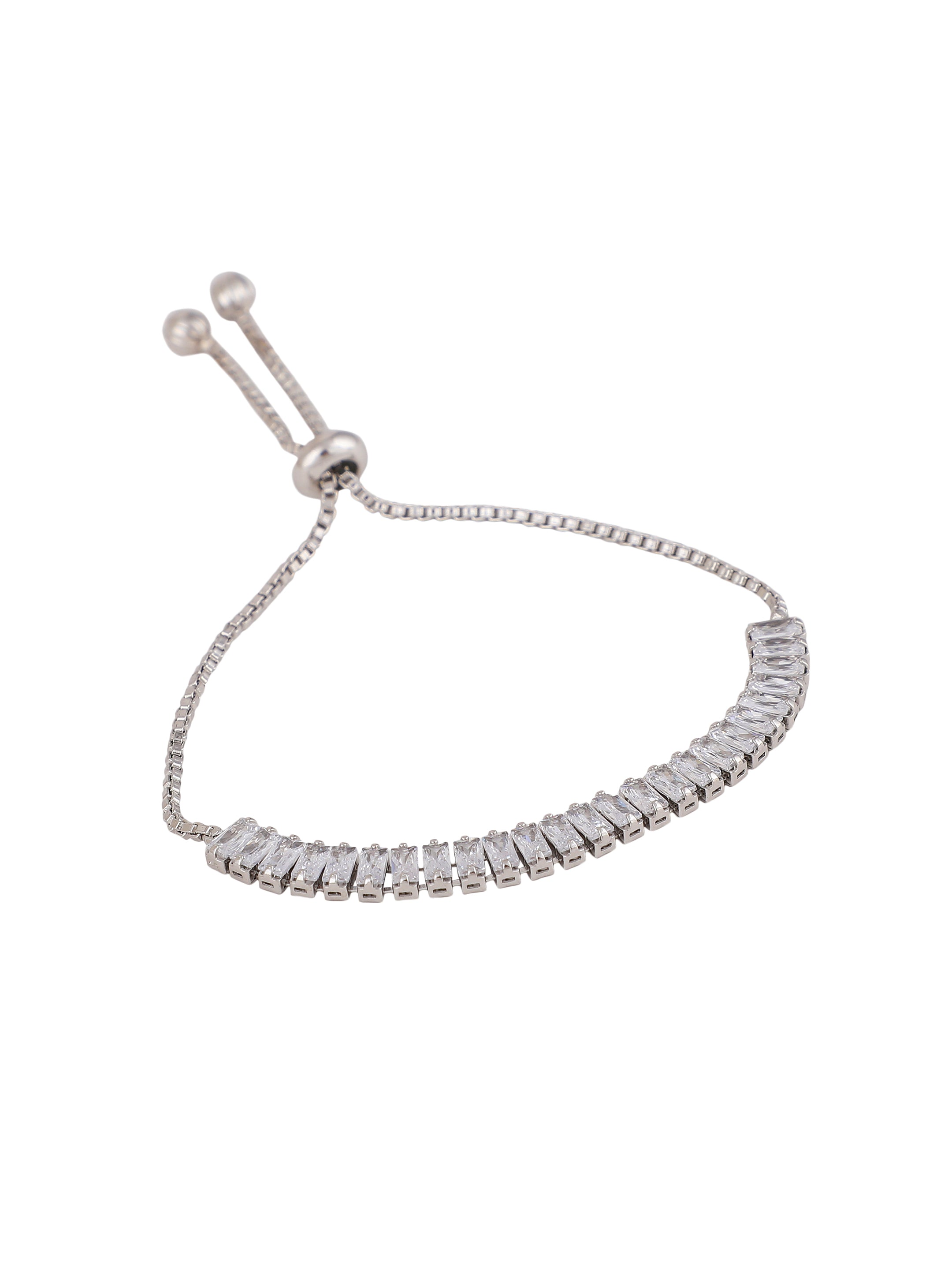 Women's Shinning Ad Rose Silver Plated Bracelet - Zaffre Collections