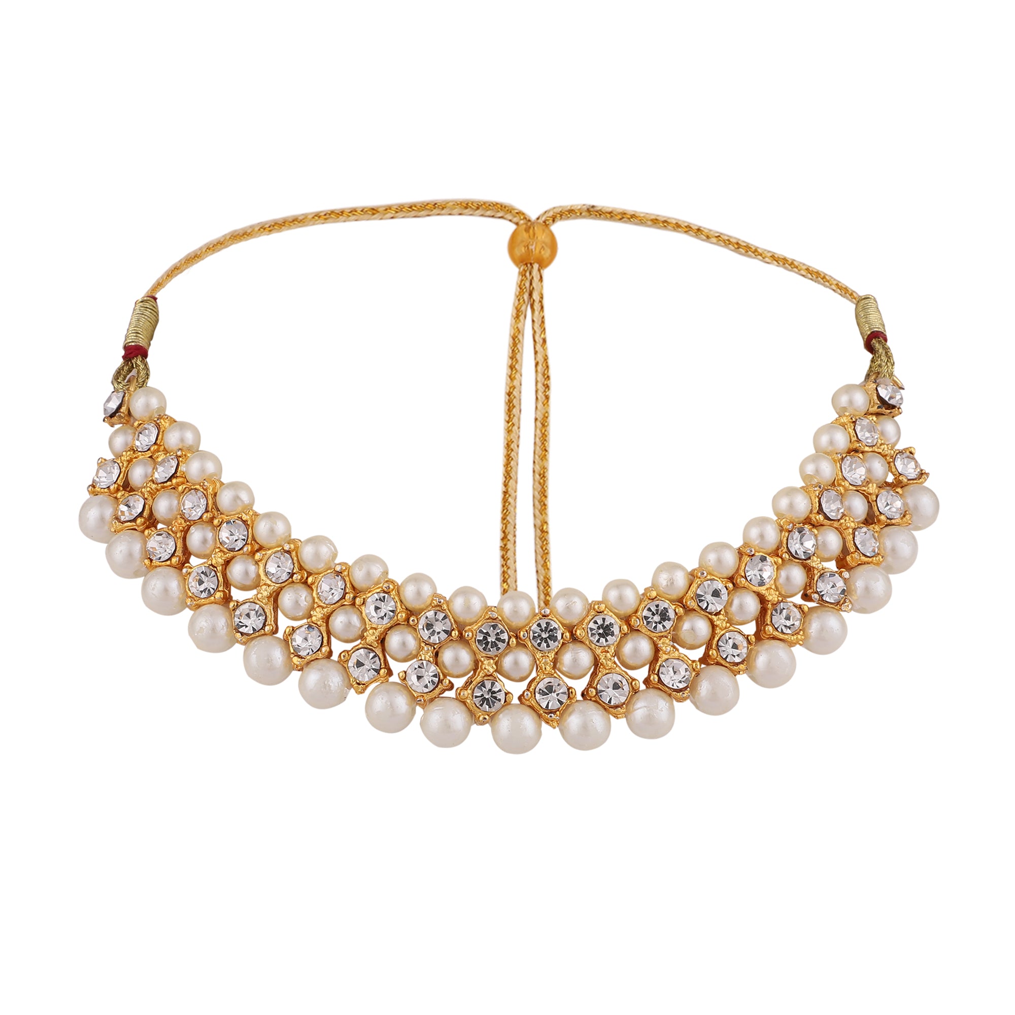 Women's Trending White Choker Set With Maang Tikka  - Zaffre Collections