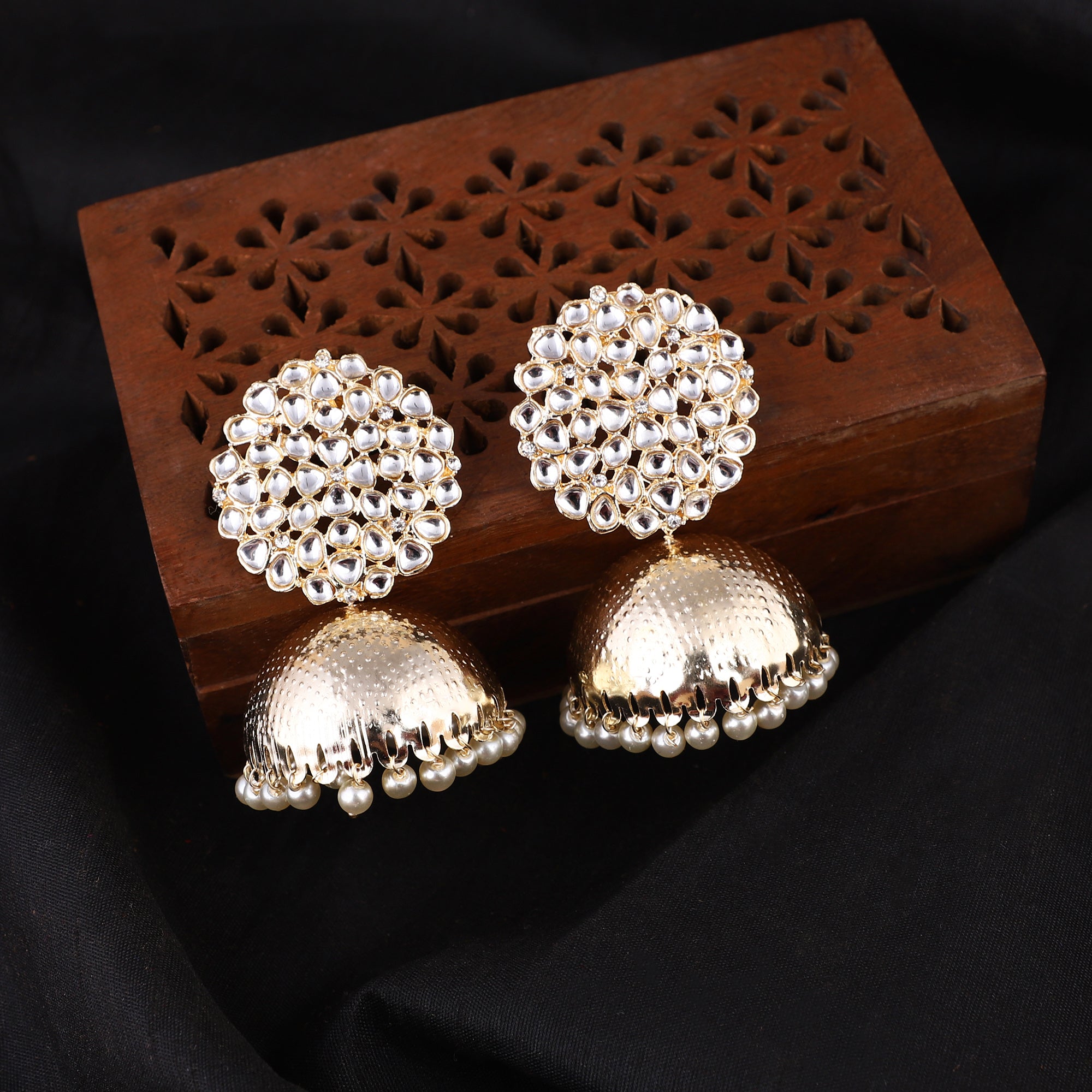 Women's Luxury Gold Color Jhumka - Zaffre Collections