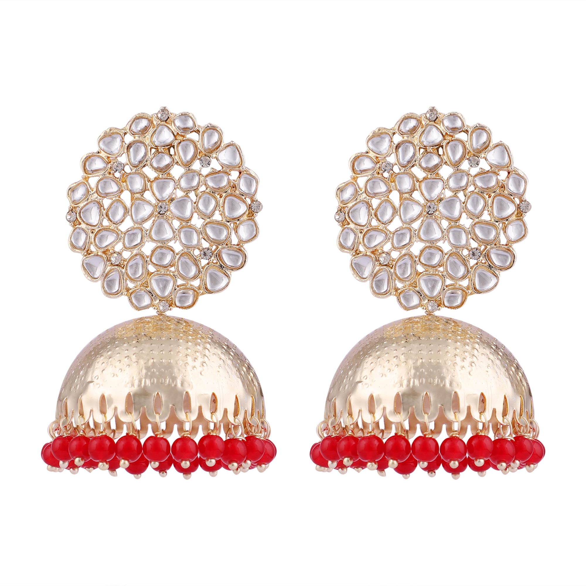 Women's Luxury Red Color Jhumka - Zaffre Collections