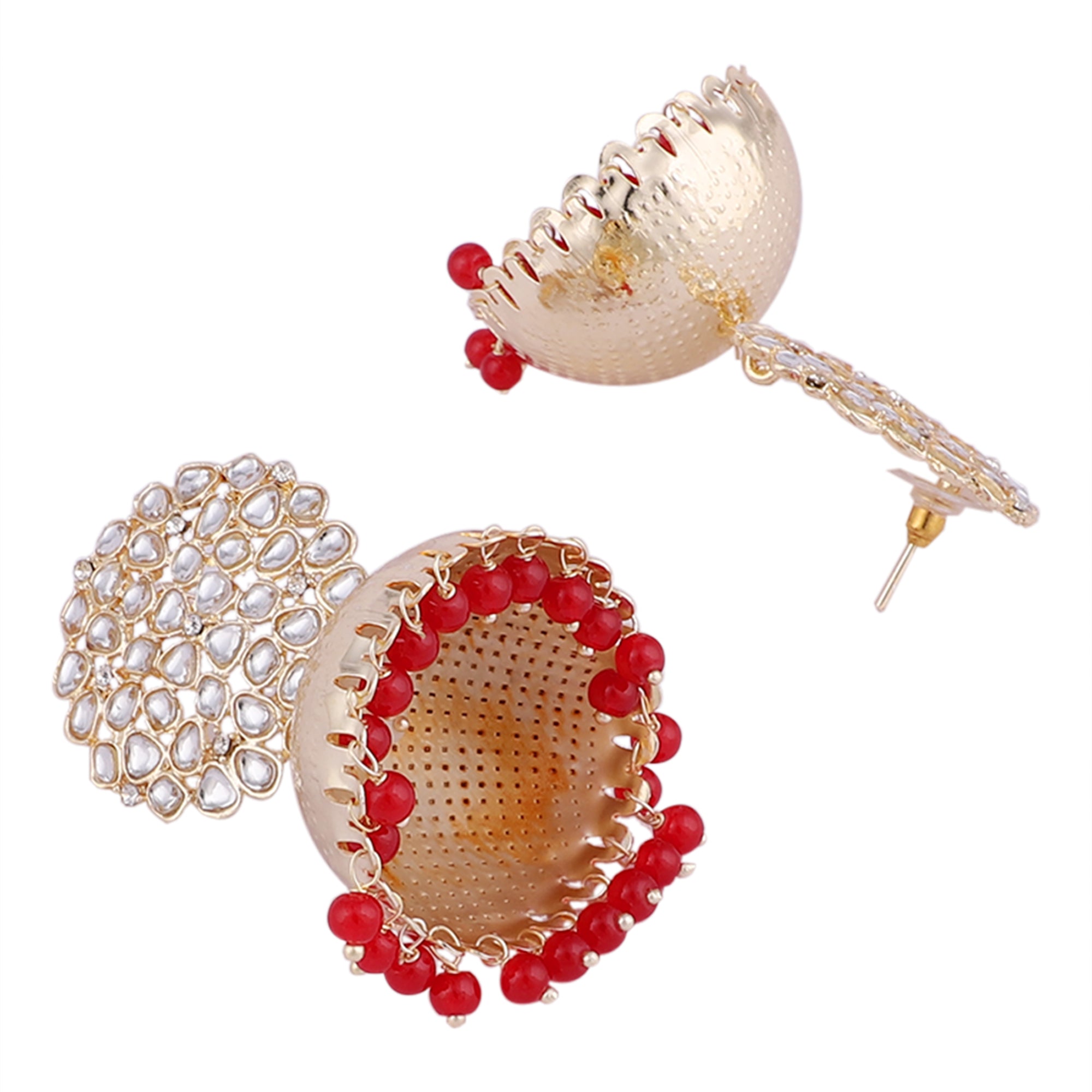 Women's Luxury Red Color Jhumka - Zaffre Collections