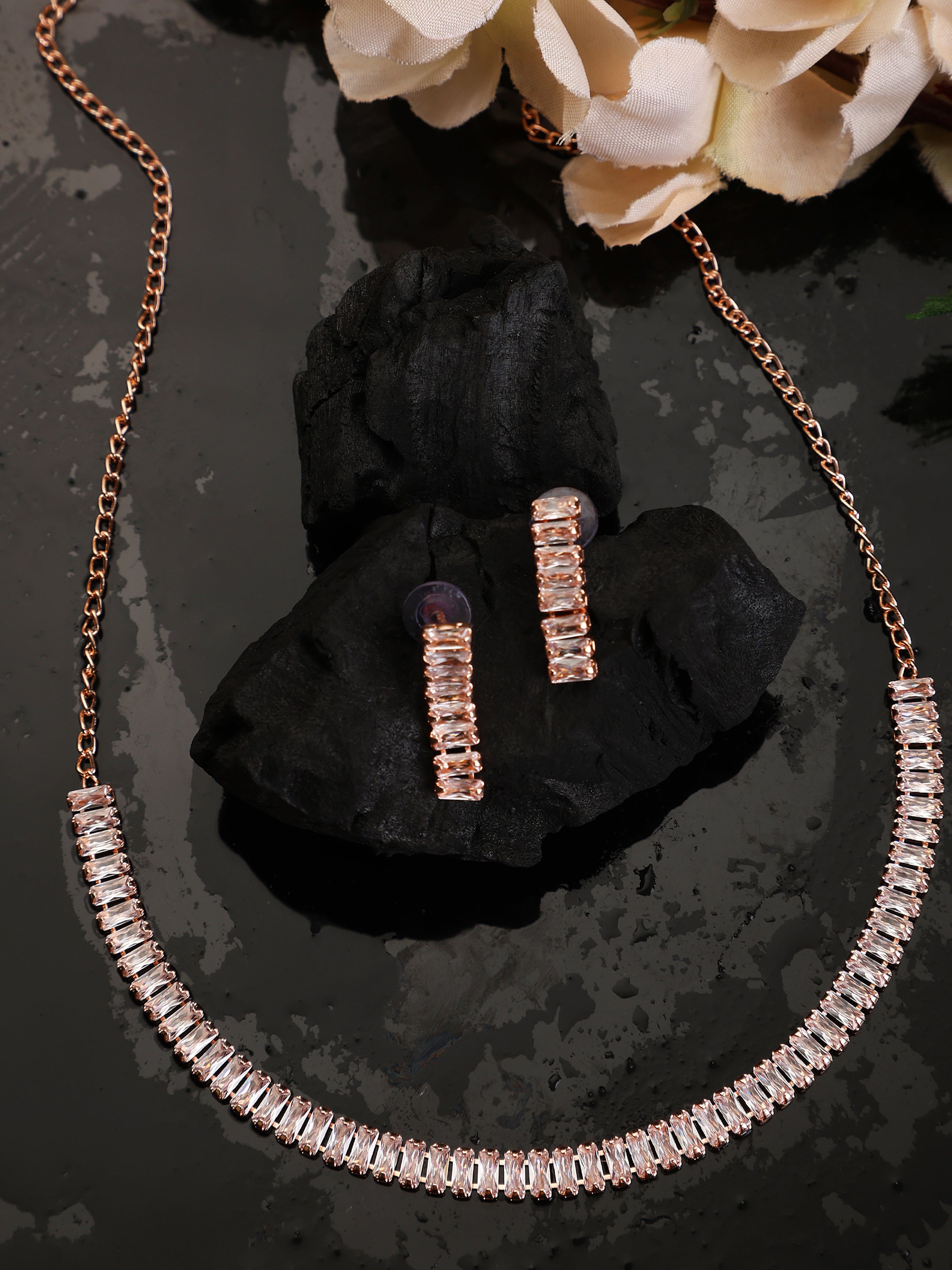 Women's Ad Rose Gold Necklace Set - Zaffre Collections