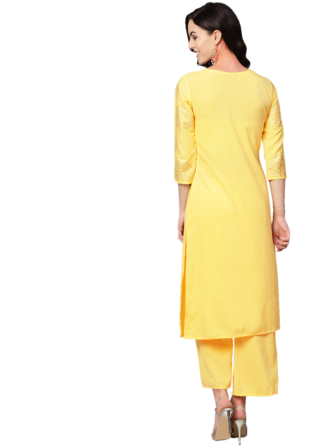 Women's Yellow Crepe Kurta - Ziyaa