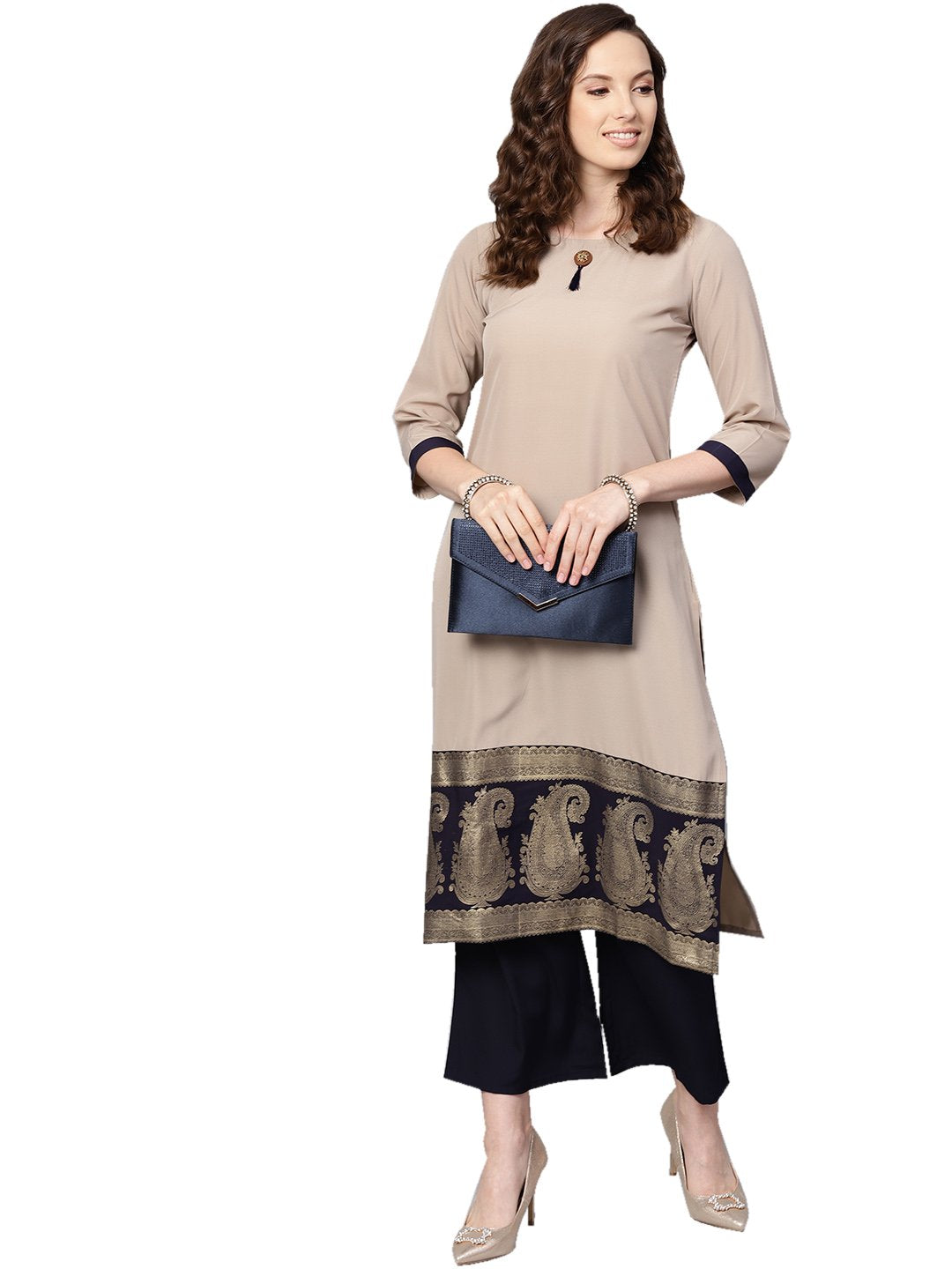 Women's Beige Crepe Kurta