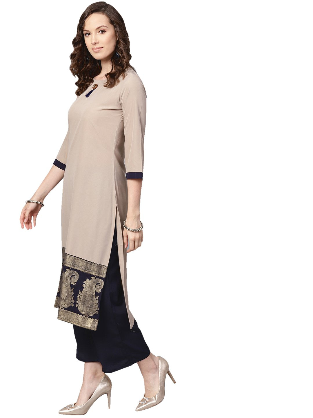 Women's Beige Crepe Kurta