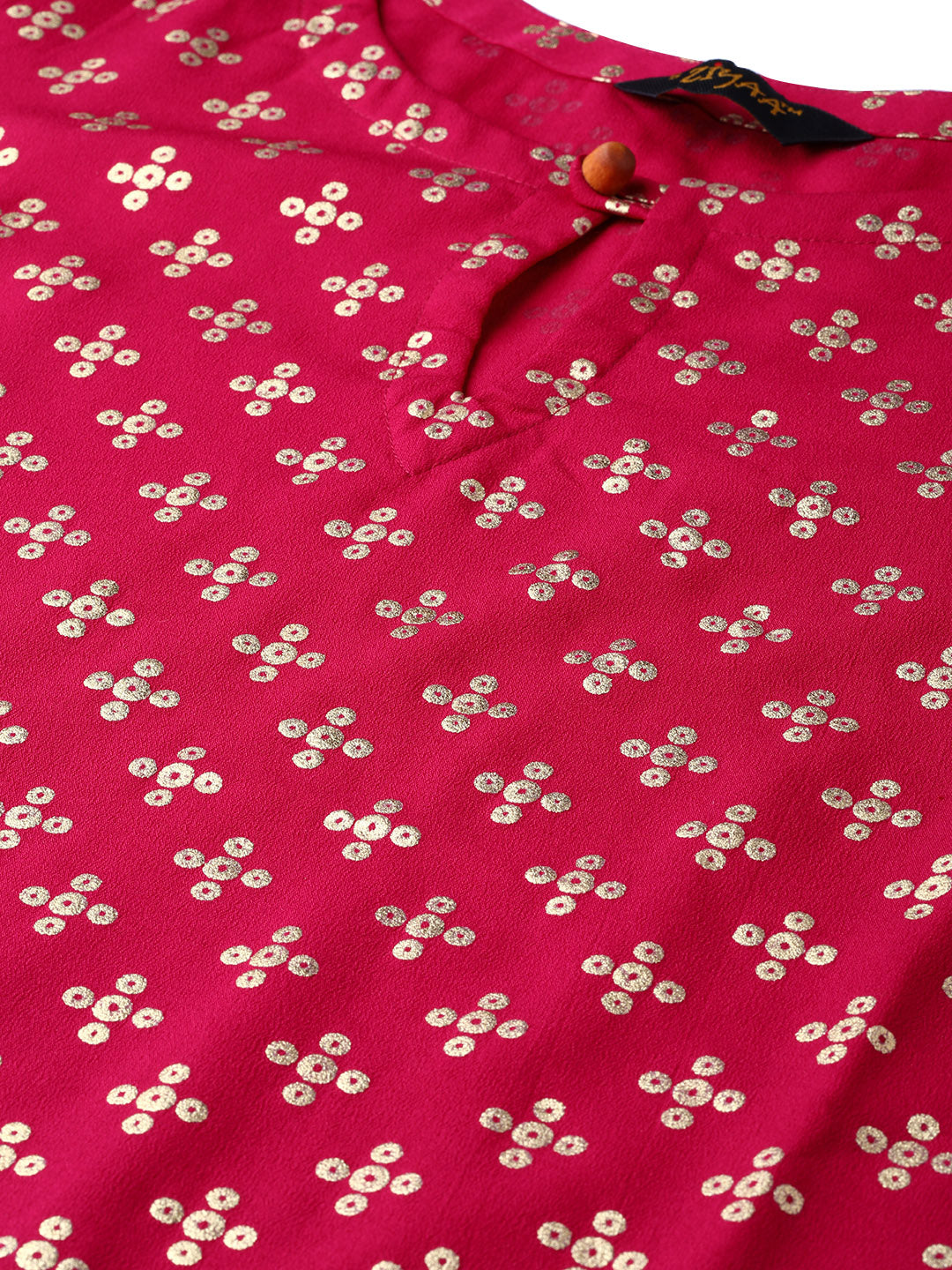 Women’s pink crepe printed kurta and pallazo set by Ziyaa.- (2pcs set)