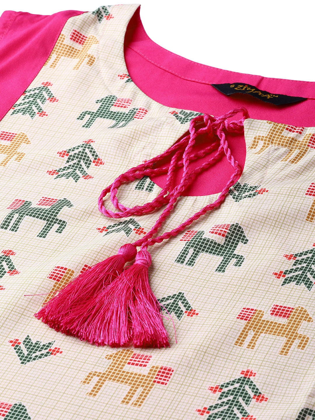 Women's Pink Crepe Kurta And Pant Set - Ziyaa