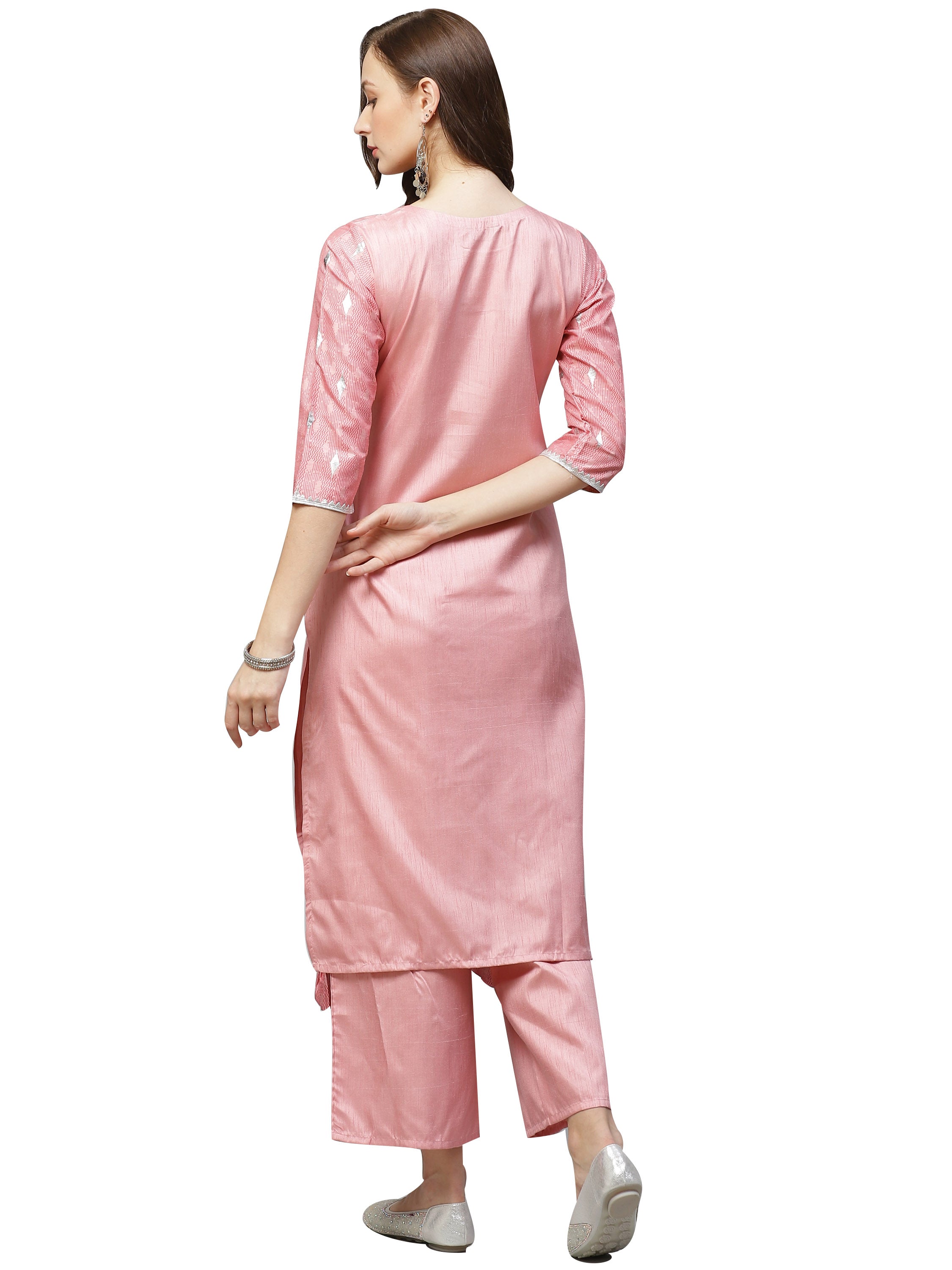 Women Pink Silk Kurta by Ziyaa (1pc)