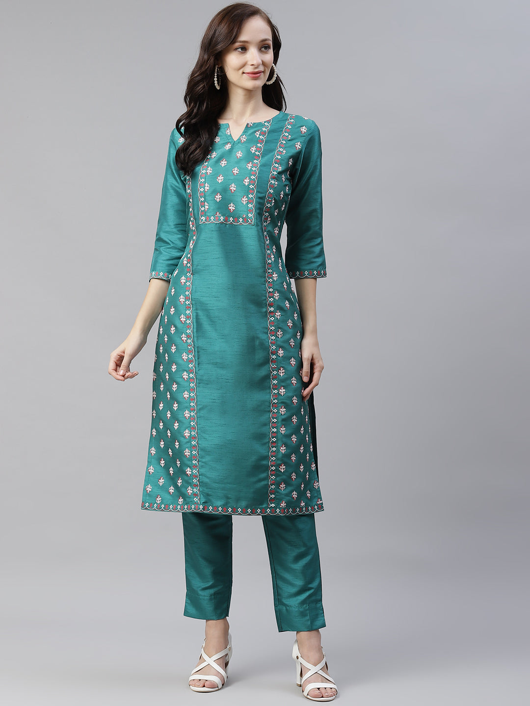 Women Green Silk Kurta by Ziyaa (1 Pc Set)