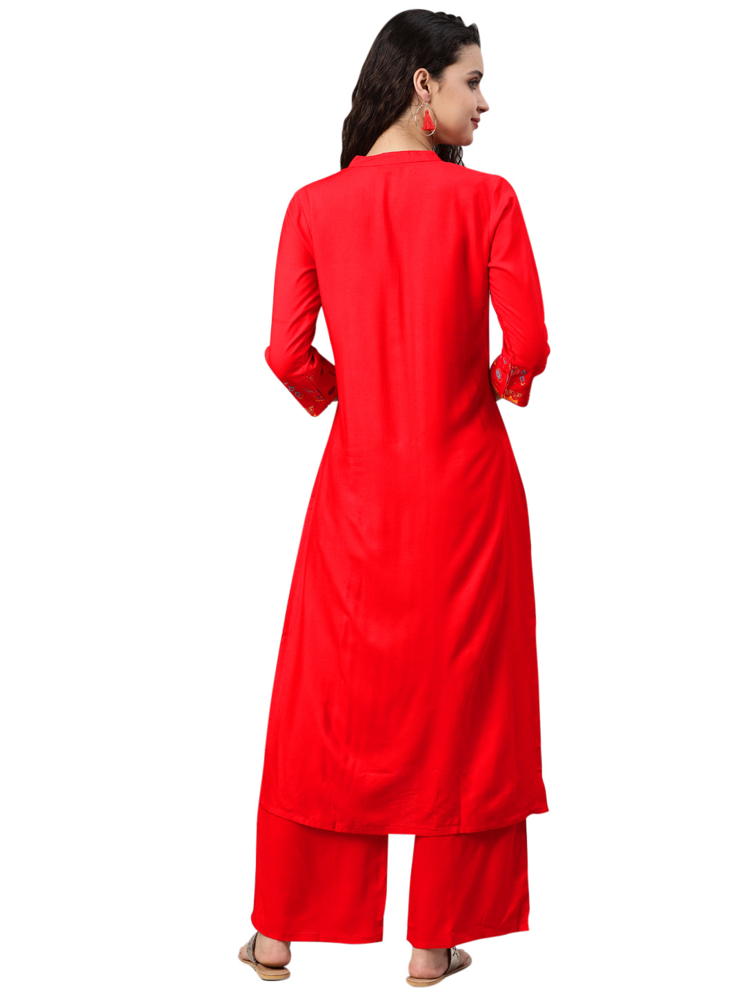 Women's Red Rayon Kurta - Ziyaa
