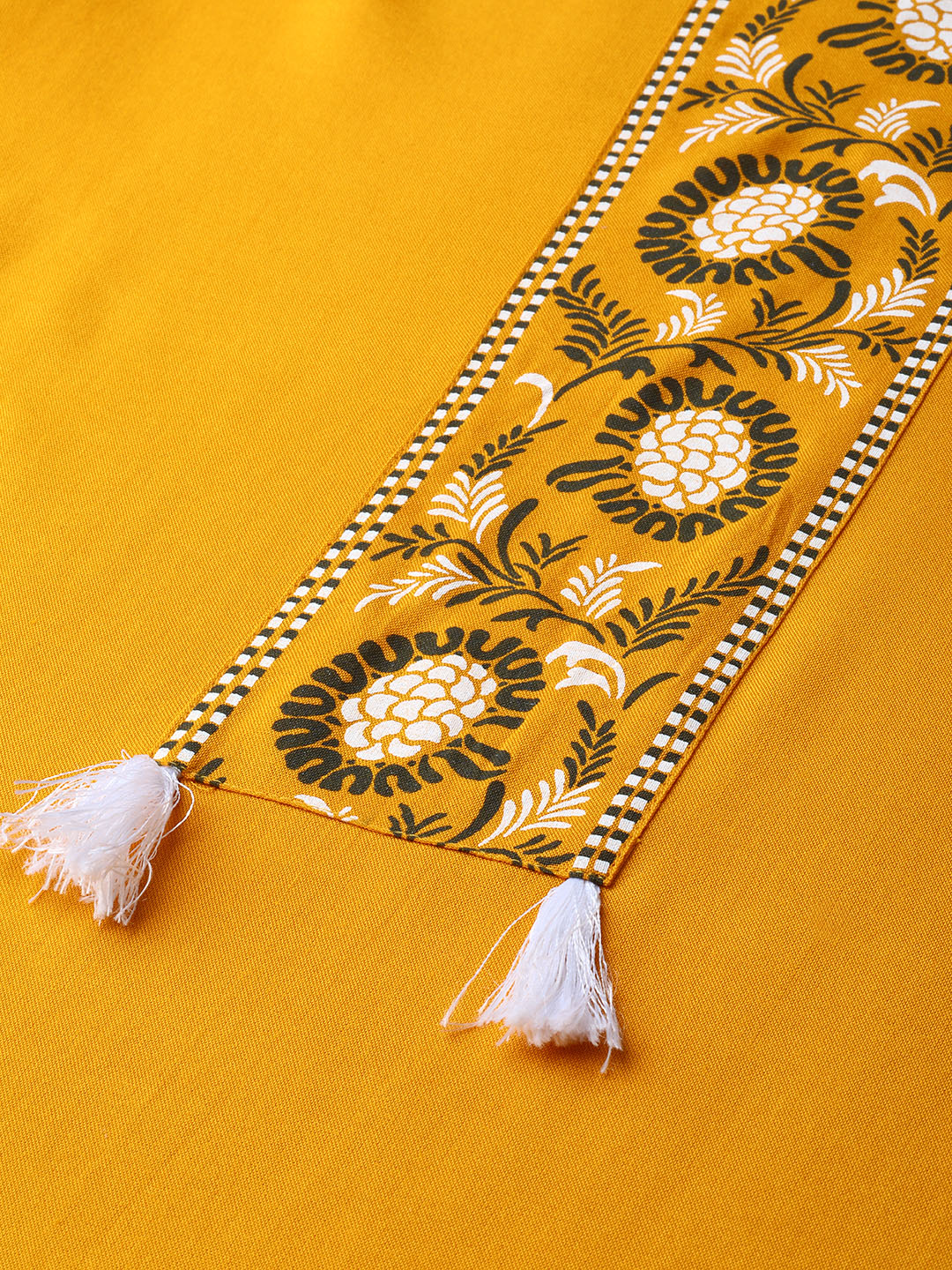 Women's Mustard Cotton Kurta And Pant Set - Ziyaa