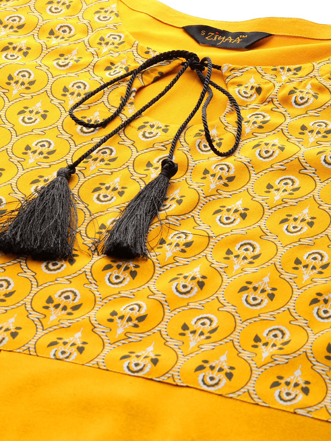 Women's Mustard Cotton Kurta And Pant Set - Ziyaa