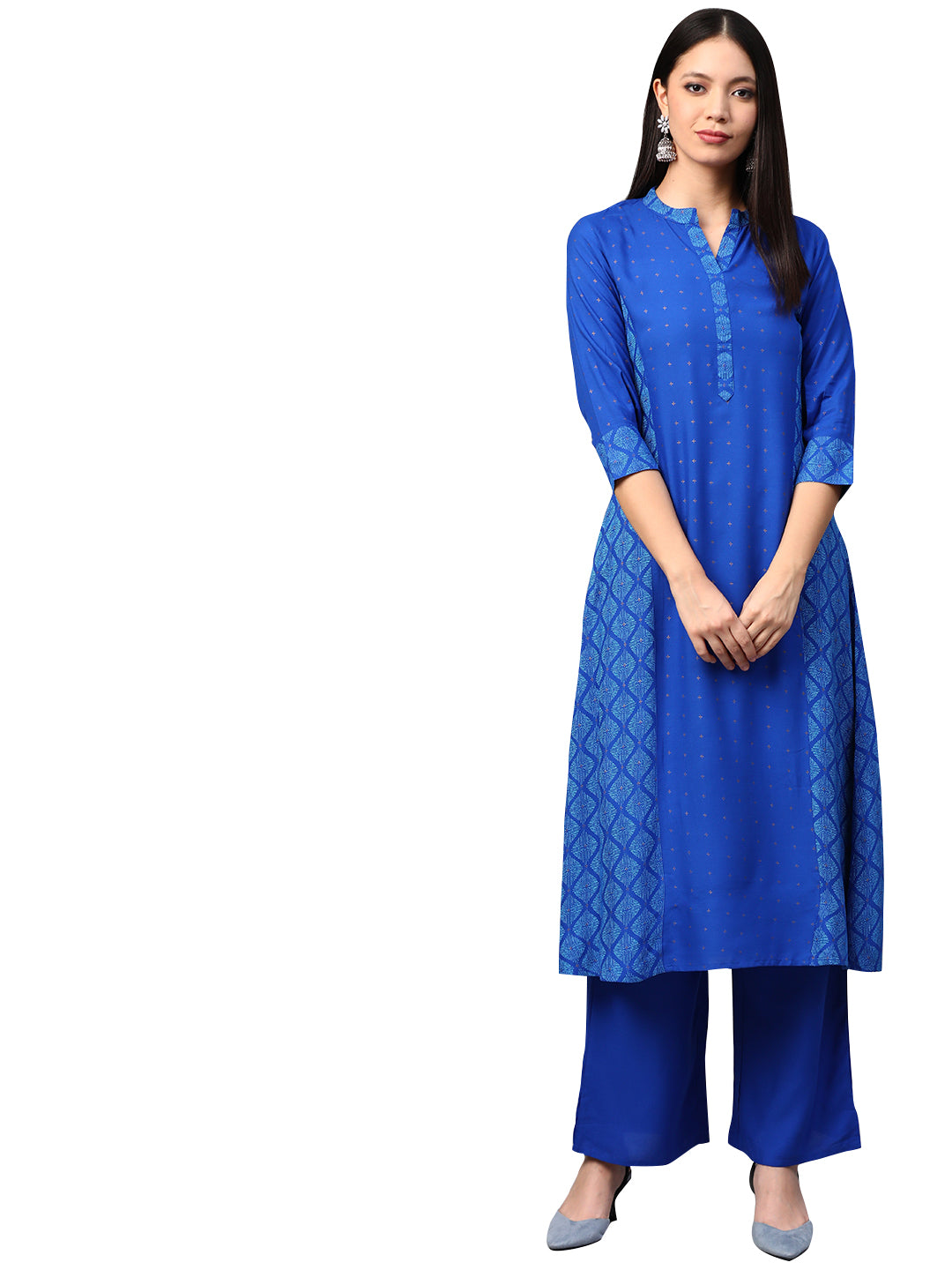 Women's Royal Blue Rayon Kurta - Ziyaa