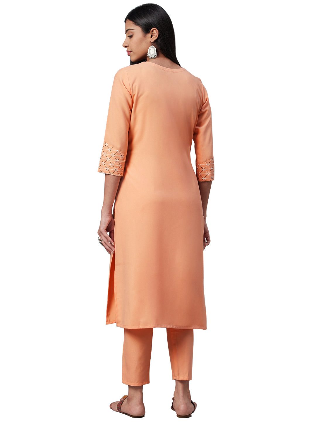 Women's Orange Rayon Kurta - Ziyaa