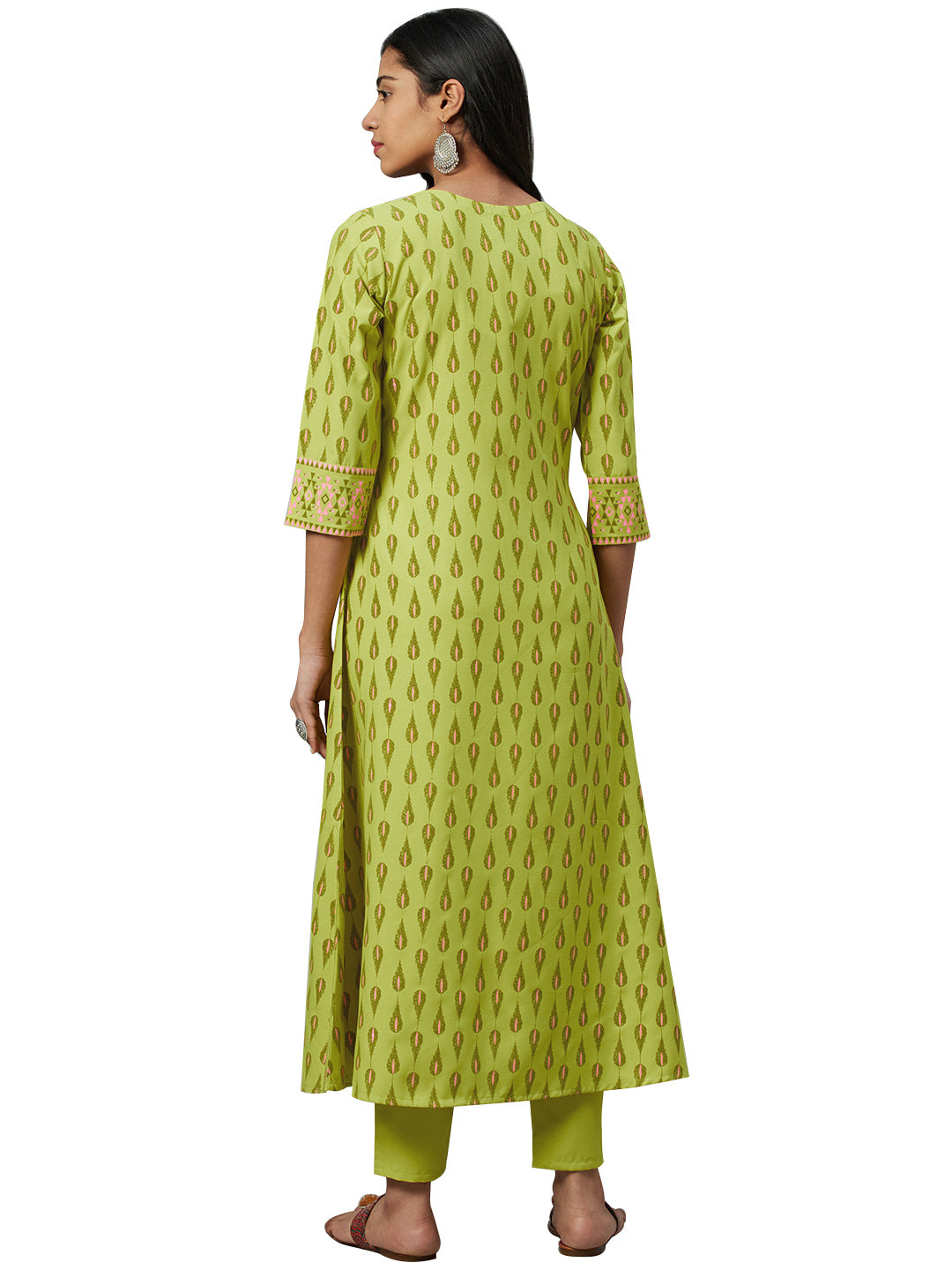 Women's Green Rayon Kurta And Pant Set - Ziyaa