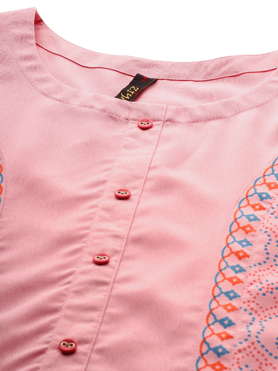 Women's Pink Rayon Kurta And Pant Set - Ziyaa
