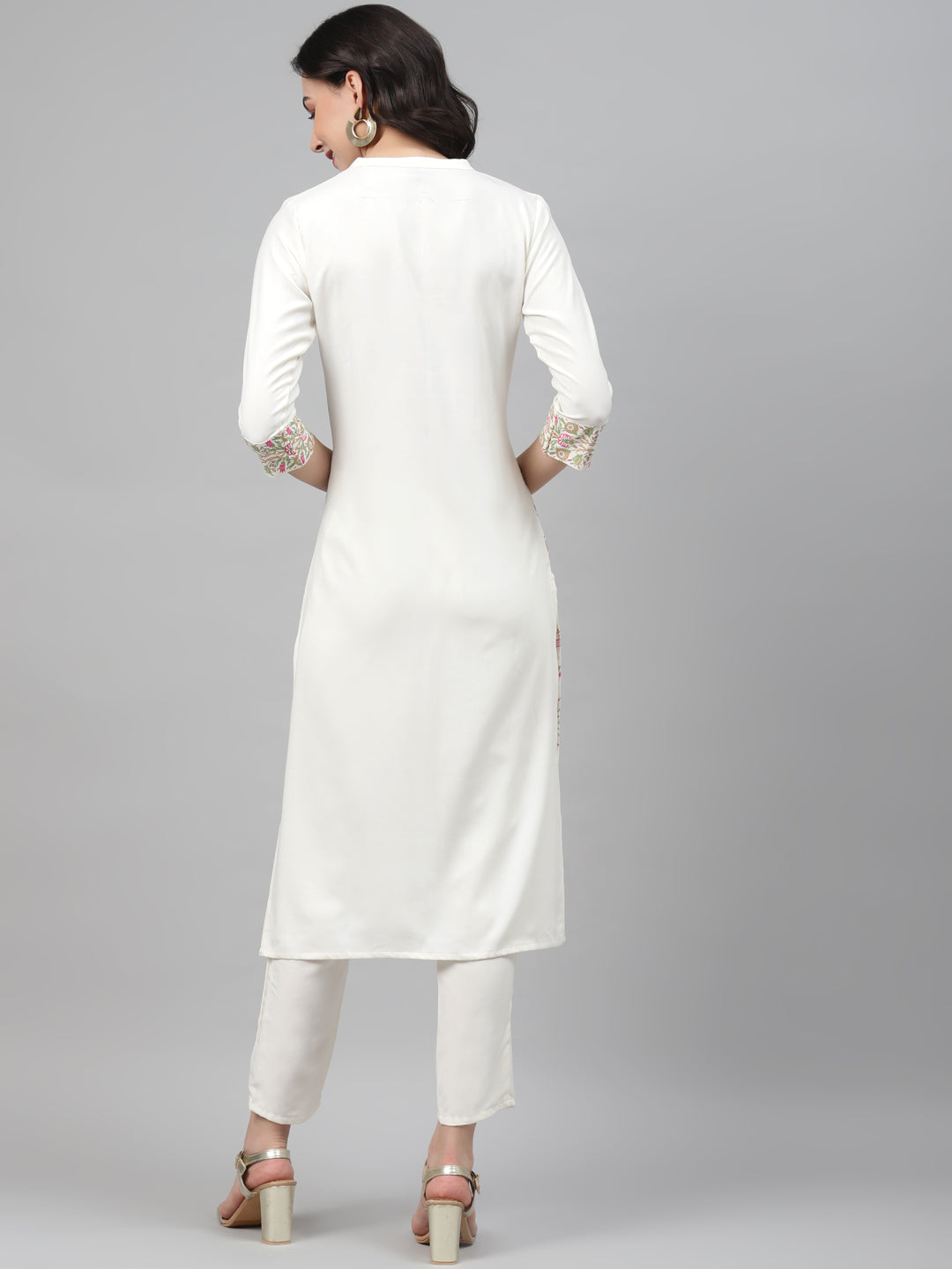 Women Off White Printed Kurta and Pant Set by Ziyaa (2 Pc Set)