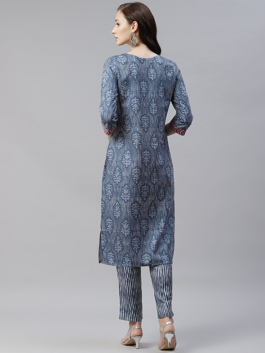 Women Blue Rayon Kurta With Pant by Ziyaa (2pcs Set)
