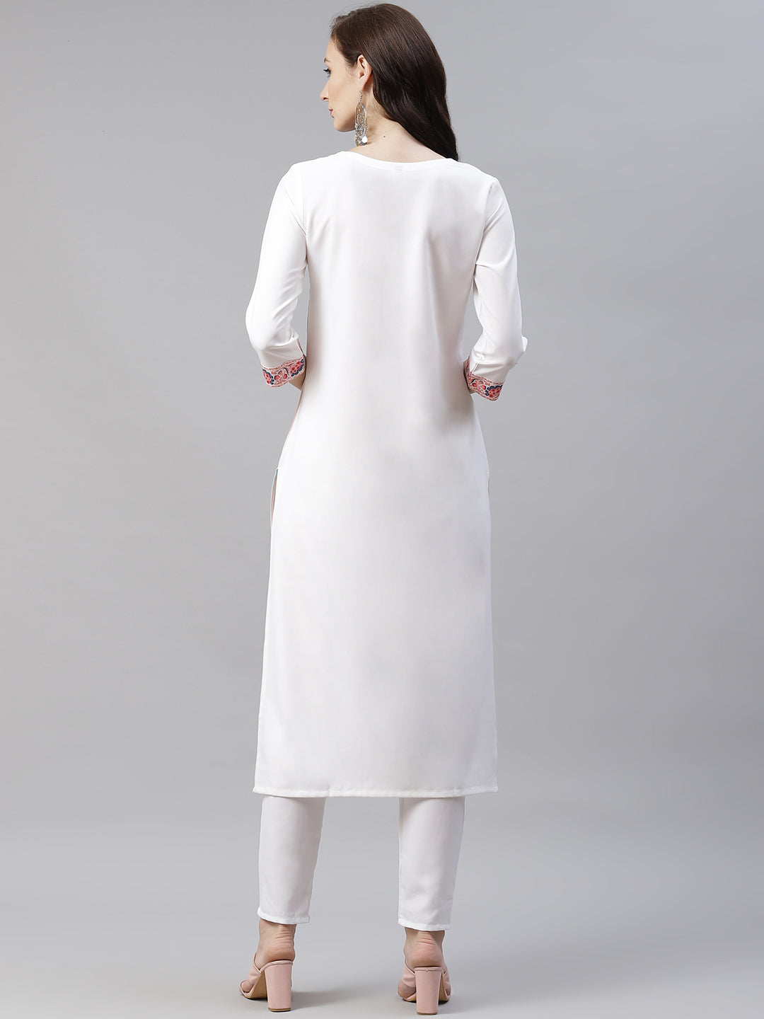 Women Off-White Printed Kurta and Pant Set by Ziyaa (2 Pc Set)