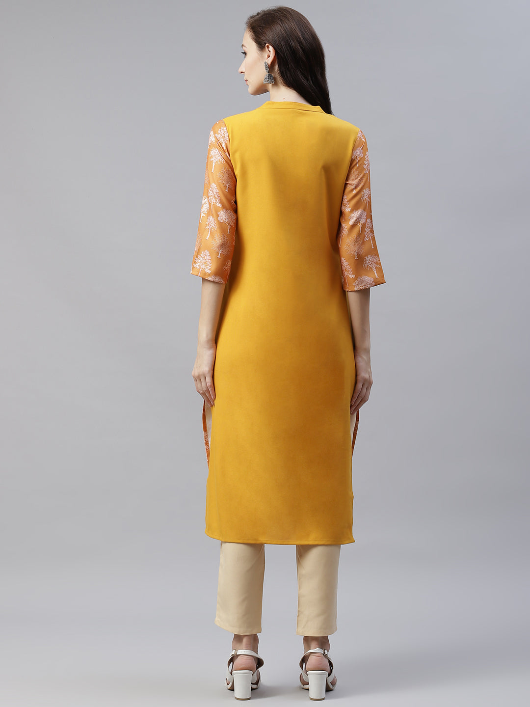 Women Mustard Yellow Printed Kurta and Pant Set by Ziyaa(2 Pc Set)