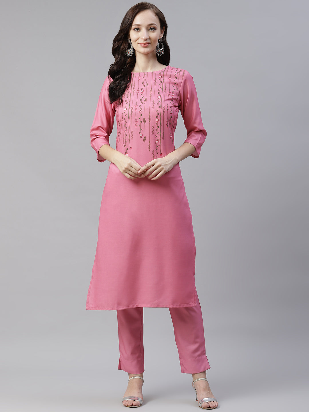 Women Pink Rayon Kurta by Ziyaa (1 Pc Set)